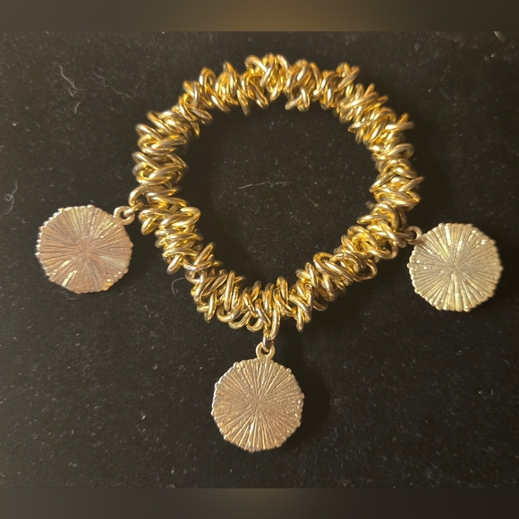 Gold Color Bracelet w/ Purple Charms - Picture 2 of 4